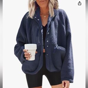 Free People Inspired Coat Navy Size Large